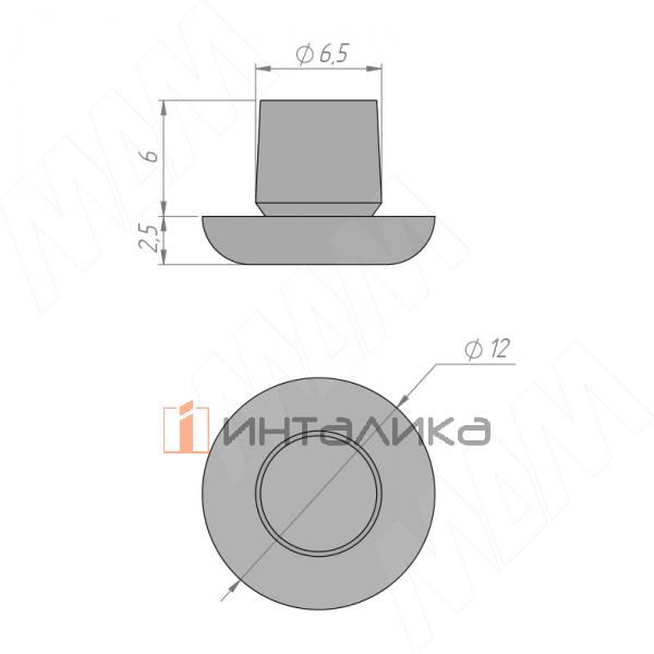 Подпятник круглый D12 мм, для отв. 6 мм, чёрный – 3