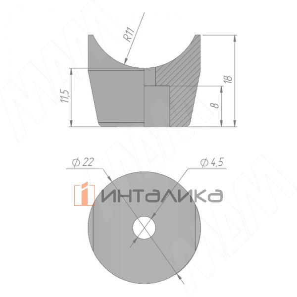 Подпятник круглый для трубы D25, чёрный – 3