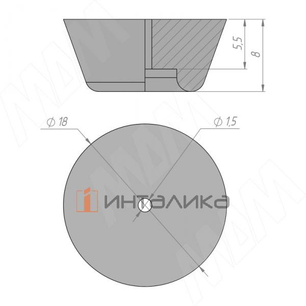 Подпятник круглый D18 мм, h8мм, под саморез, чёрный – 3