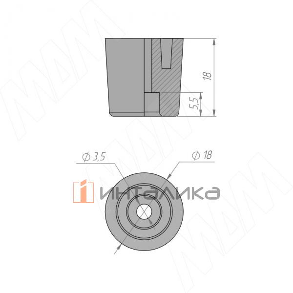 Подпятник круглый D18.5 мм, h18мм, под саморез, чёрный – 3