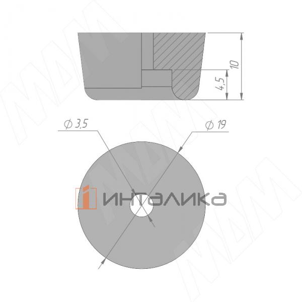 Подпятник круглый D19 мм, h10мм, под саморез, чёрный – 3