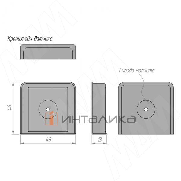 Выключатель инфракрасный (IR) на преграду, беспроводной,12/24В, 60/120Вт, IP20, врезной/накладной, цвет черный, с крепежом – 3
