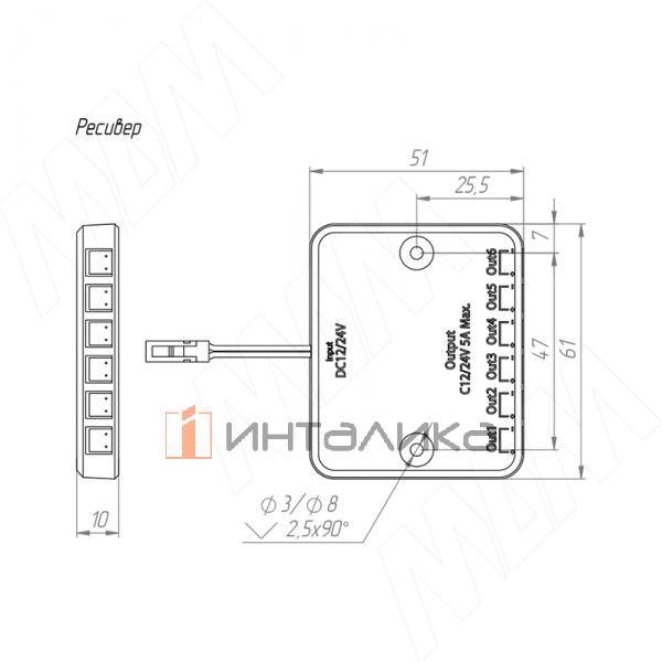 Выключатель кнопочный беспроводной, диммируемый, 12/24В, 60/120Вт, IP20, цвет черный, с крепежом – 4