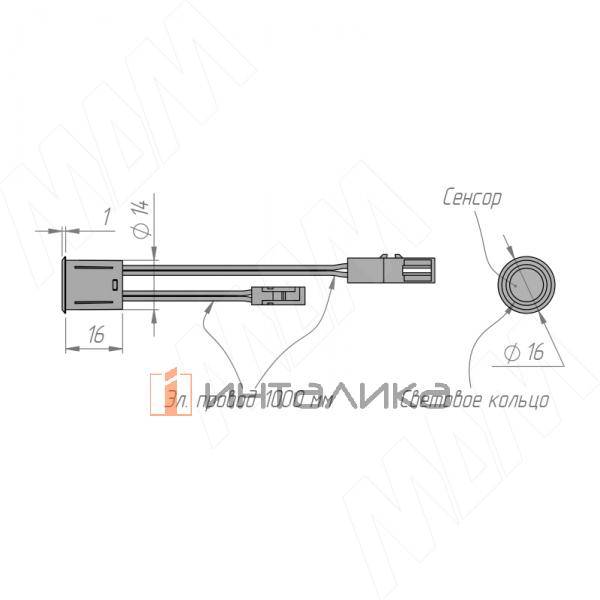Выключатель сенсорный диммируемый со световой индикацией, врезной, 12/24В, 36/72Вт, IP20, цвет серый металлик – 3