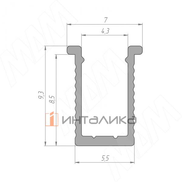Профиль FМ9, врезной, черный, для ленты шириной 5мм, для гибкого рассеивателя, L-3000 – 3