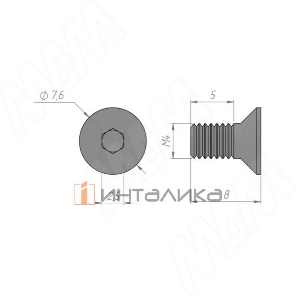 Винт с потайной головкой под шестигранник, M4x8, цинк – 2