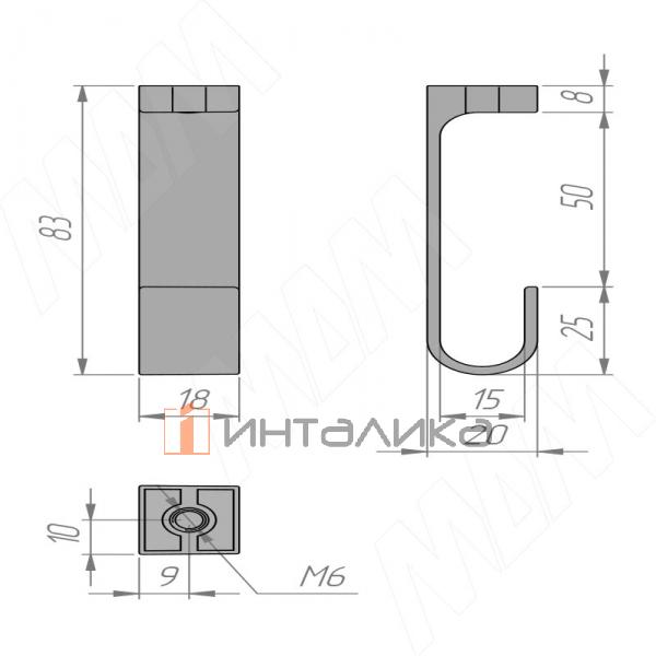 Штангодержатель для овальной штанги, центральный, черный, крепление к полке – 2