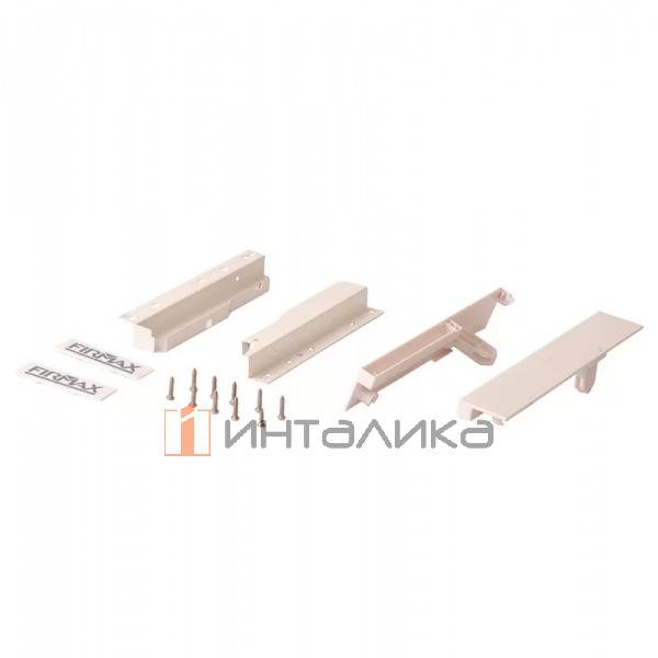 Комплект креплений FIRMAX для внутреннего ящика Newline с одним рейлингом, H199, белый (соединители передней панели, соединители задней стенки, заглушки, винты) – 2
