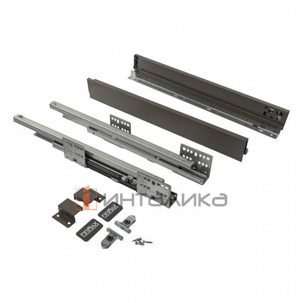 Низкий фасадный ящик FIRMAX Smartline Push-to-Open полное выдвижение, H64, NL500, G35кг, антрацит – 2