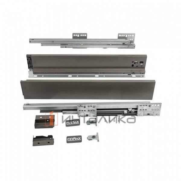 Стандартный фасадный ящик FIRMAX Smartline Push-to-Open полное выдвижение, H84, NL450, G35кг, антрацит – 2