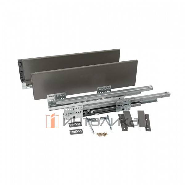 Увеличенный фасадный ящик FIRMAX Smartline Push-to-Open полное выдвижение, H135, NL500, G35кг, антрацит – 3