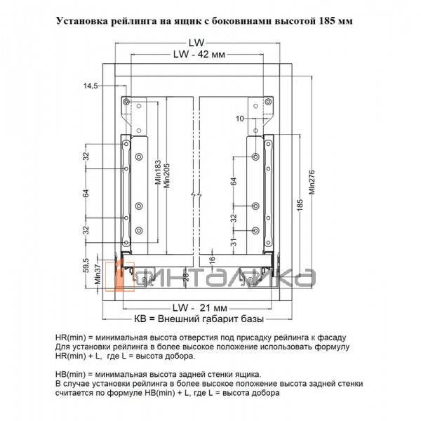 Комплект квадратных верхних рейлингов с креплениями FIRMAX Slimline, NL500, алюминий, антрацит – 5