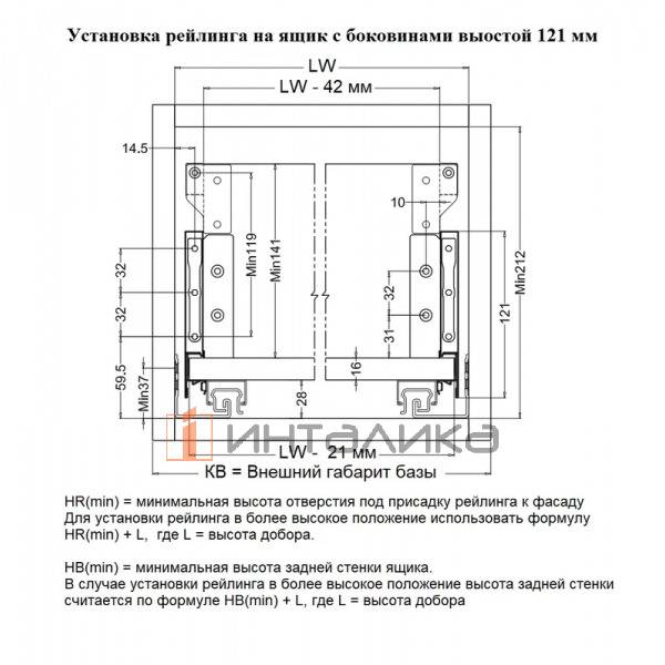 Комплект квадратных верхних рейлингов с креплениями FIRMAX Slimline, NL450, алюминий, антрацит – 4