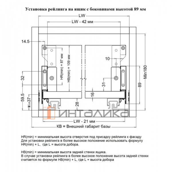Комплект квадратных верхних рейлингов с креплениями FIRMAX Slimline, NL400, алюминий, антрацит – 3