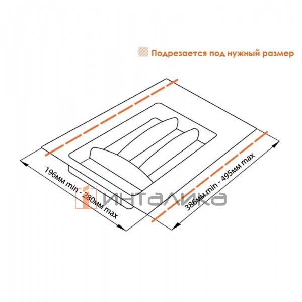 Лоток для столовых приборов FIRMAX, база 300-350, H45, пластик, серый – 4