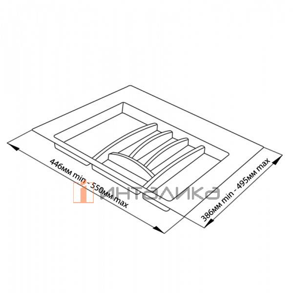 Лоток для столовых приборов FIRMAX, база 600, H45, пластик, антрацит – 2