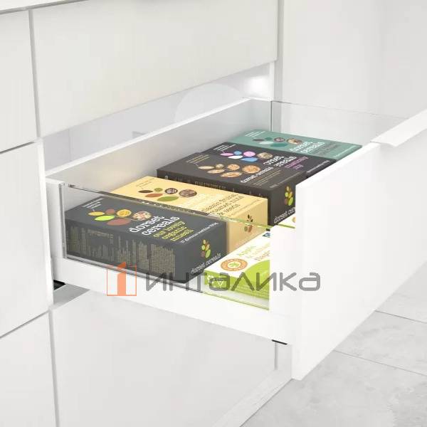 Комплект стеклянных боковин ALPHALUX Crystal, H132 Medium, NL450 (боковины, крепления фасада, заглушки), белый – 2