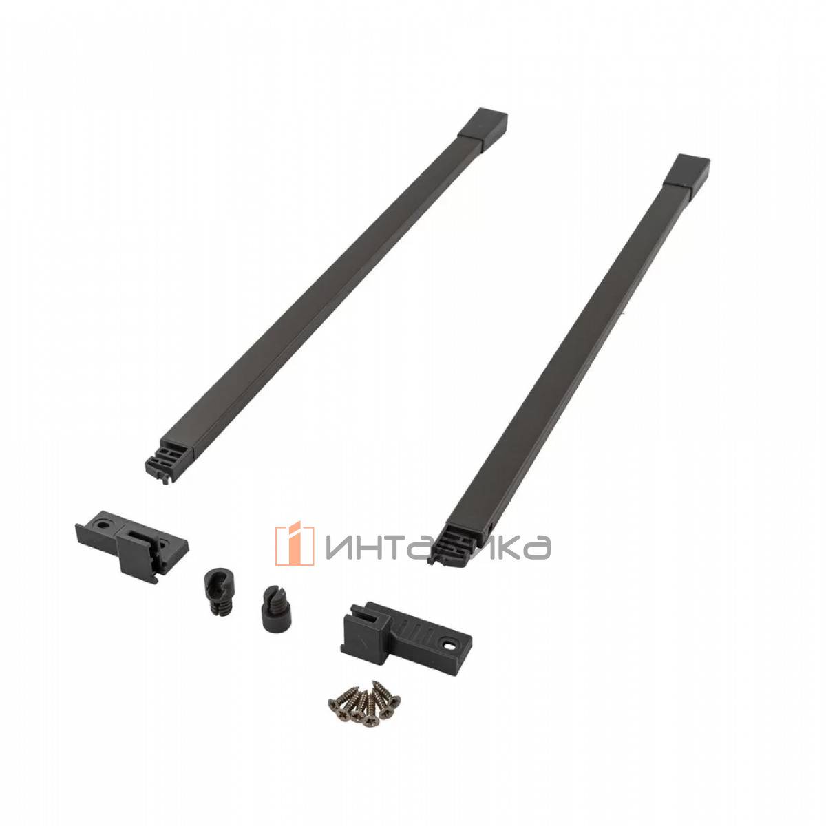 Комплект квадратных рейлингов с креплениями для ящика ALPHALUX Crystal, L450, антрацит