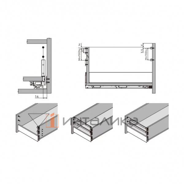 Комплект квадратных рейлингов с креплениями для ящика ALPHALUX Crystal, L400, белый – 4