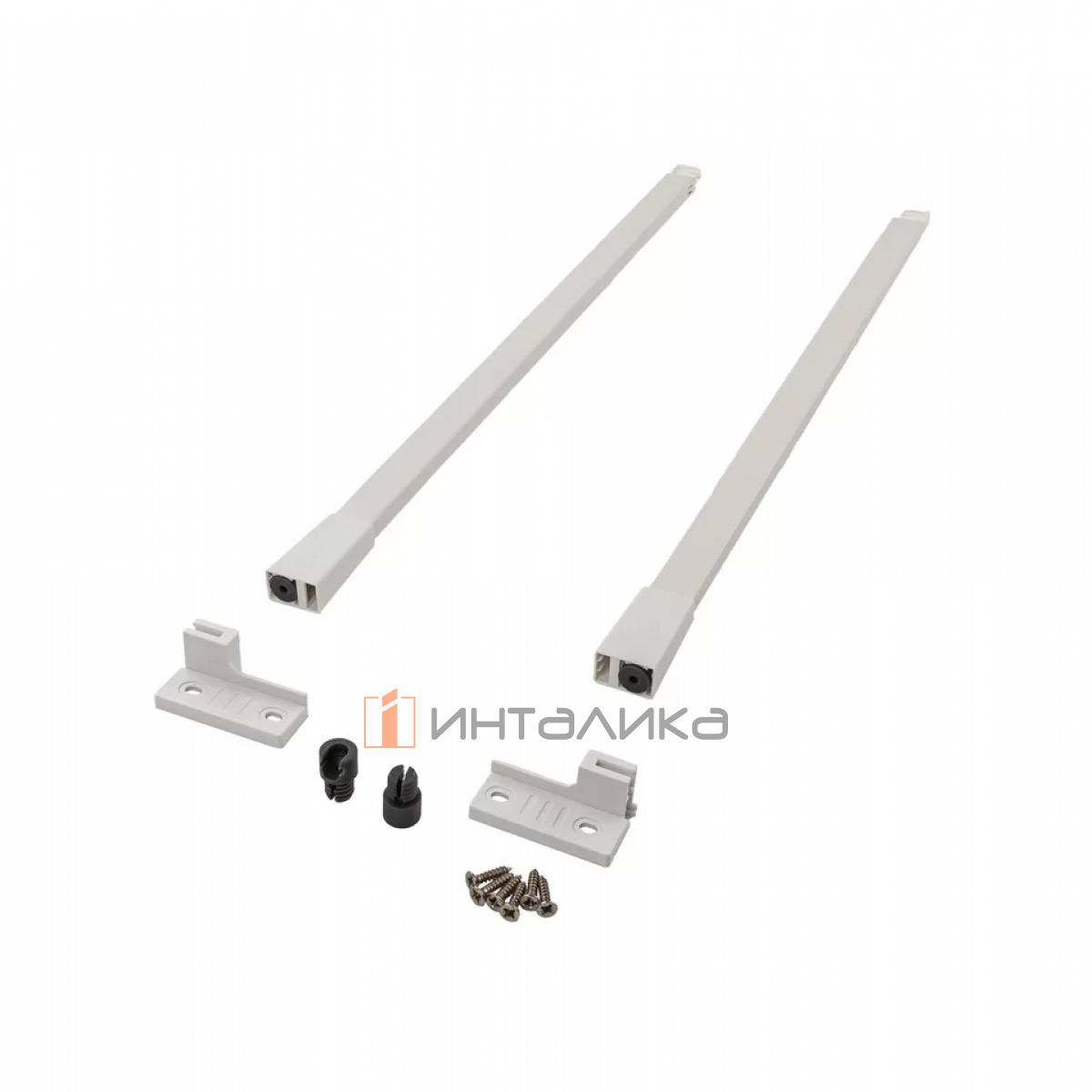 Комплект квадратных рейлингов с креплениями для ящика ALPHALUX Crystal, L400, белый