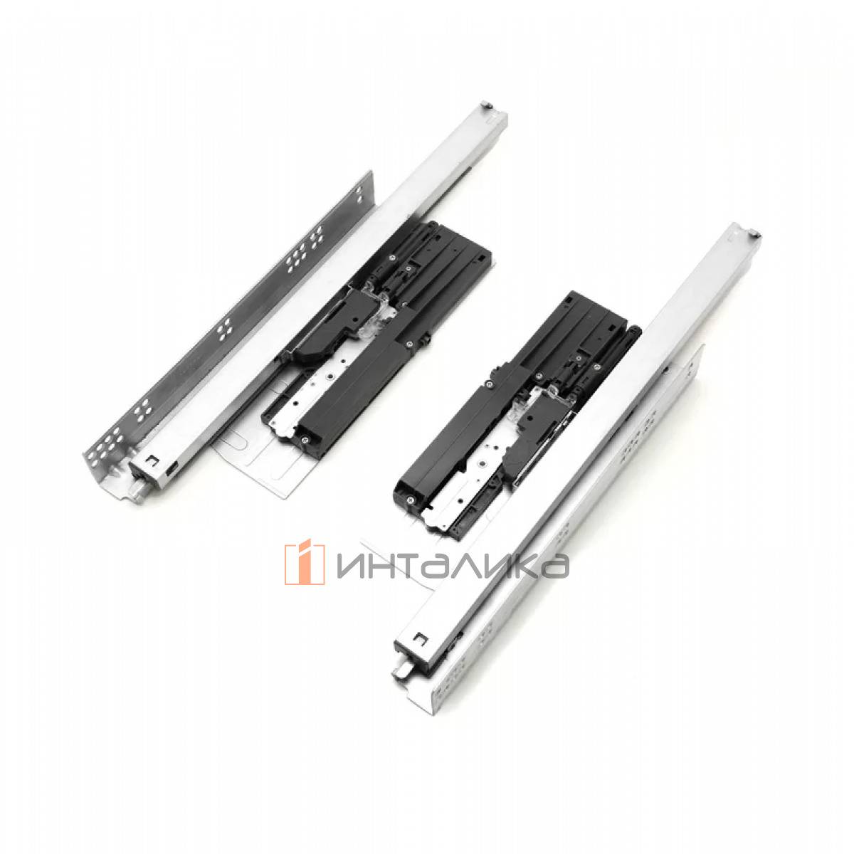 Комплект скрытых направляющих ALPHALUX Crystal, полное выдвижение, Soft+Push, NL400, G35