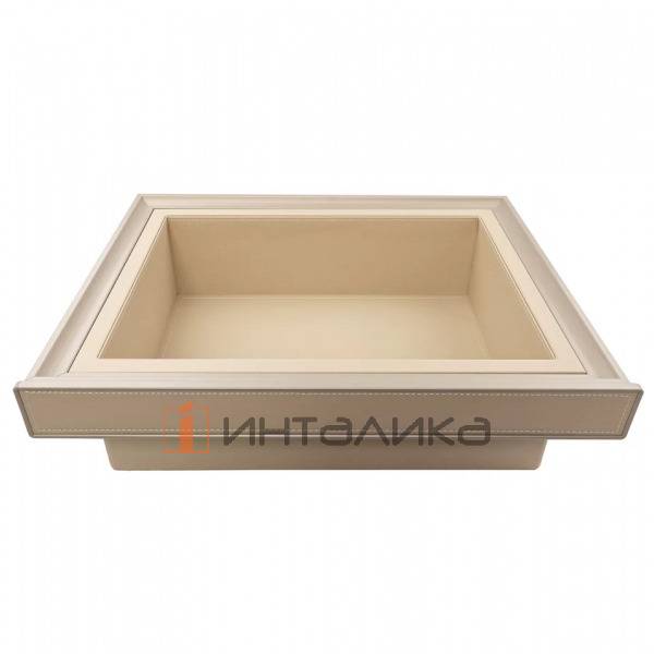 Выдвижная корзина ALPHALUX Aiden в базу 600, 564х430х140, алюминий/экокожа, G30, шампань – 2