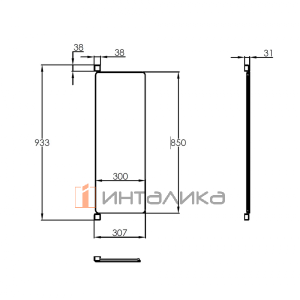 Поворотное зеркало ALPHALUX Aiden, 300х18х850, темно-серый – 2