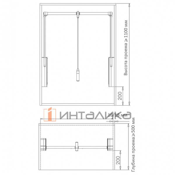 Пантограф FIRMAX Alfa, ширина секции 764-964, G20, черный – 2