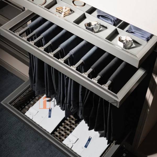 Выдвижная брючница наборного типа FIRMAX Cora в базу 600, 564х440х51, плавное закрывание, частичное выдвижение, G20, серебристый – 2