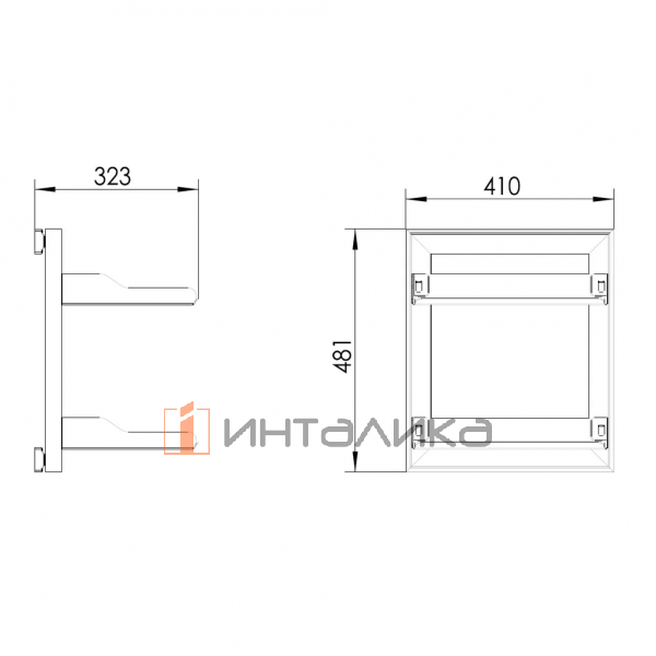 Рамка с боковым креплением FIRMAX Alfa в базу 350, полное выдвижение, 2 полки, 323х410х481, G30, серый металлик – 2