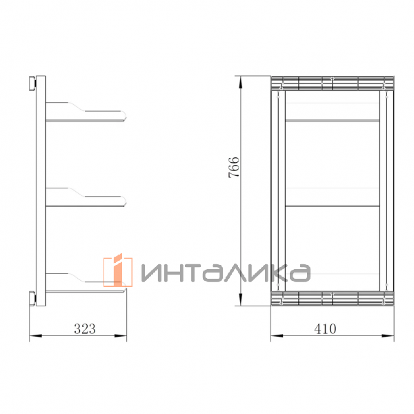 Рамка с боковым креплением FIRMAX Alfa в базу 350, полное выдвижение, 3 полки, 323х410х766, G30, серый металлик – 2