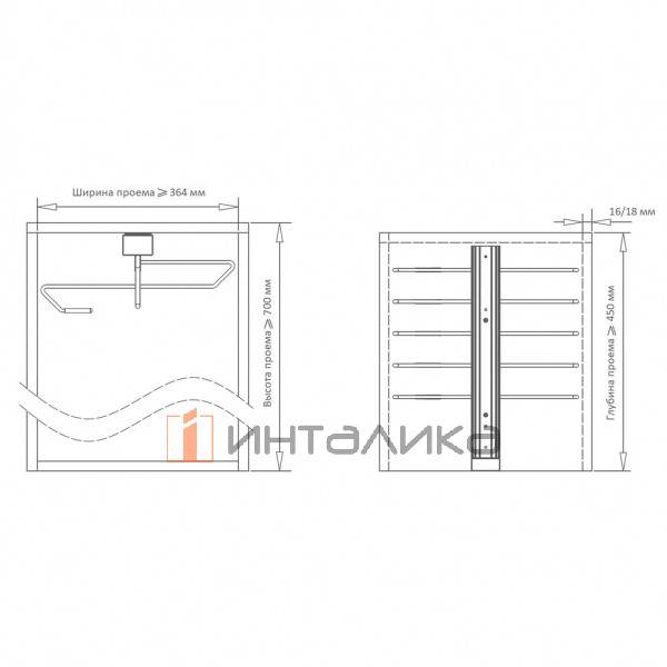 Выдвижная брючница FIRMAX Alfa, потолочное крепление, 364х425х145, плавное закрывание, полное выдвижение, G20, серый металлик – 3