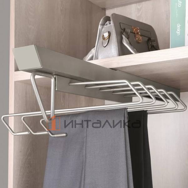 Выдвижная брючница FIRMAX Alfa, потолочное крепление, 364х425х145, плавное закрывание, полное выдвижение, G20, серый металлик – 2