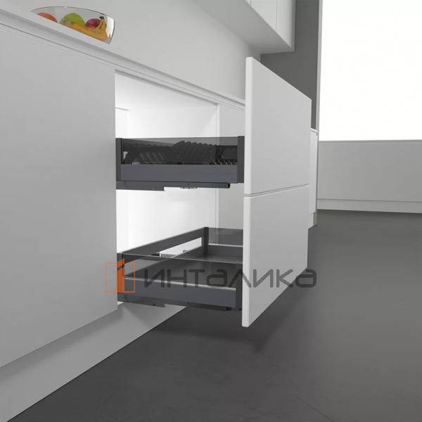 Выдвижная корзина FIRMAX Dana в базу 900, 864х436х173, плавное закрывание, полное выдвижение, антрацит – 3