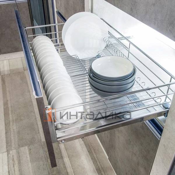 Выдвижная корзина для посуды FIRMAX Smartline в базу 900, 840х450х162, плавное закрывание, полное выдвижение, хром – 2