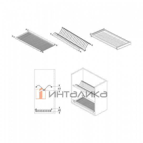 Сушка 2-х уровневая для посуды FIRMAX Smartline в верхнюю базу 450, 418х280, нержавеющая сталь – 7