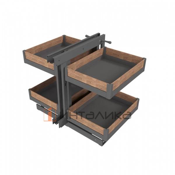 Комплект корзин для волшебного уголка FIRMAX Dana Wood в угловую базу 800, антрацит/дерево – 2