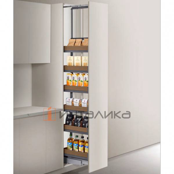 Направляющие для выдвижного шкафа-колонны FIRMAX Dana Wood в базу 300, H1200-1500, антрацит/дерево – 6