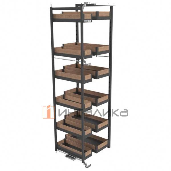 Комплект 12 корзин для выдвижного шкафа-колонны FIRMAX Dana Wood в базу 600, 553х480х1765, антрацит/дерево – 4