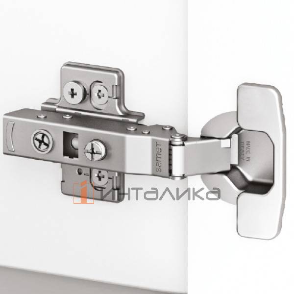 Петля SAMET Master 110° для дверей 16-26, накладная, Soft-Close, Click-On, ТН48, под саморез, никель – 5