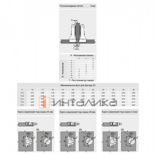 Петля SAMET Master Black 110° для дверей 16-26, полунакладная, Soft-Close, Click-On, ТН48, под саморез, черный – 2