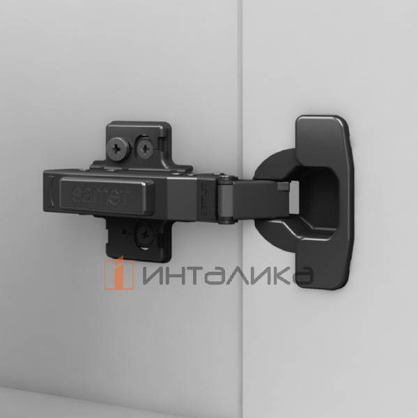 Петля SAMET Master Black 110° для дверей 16-26, вкладная, Click-On, ТН48, под саморез, черный – 5