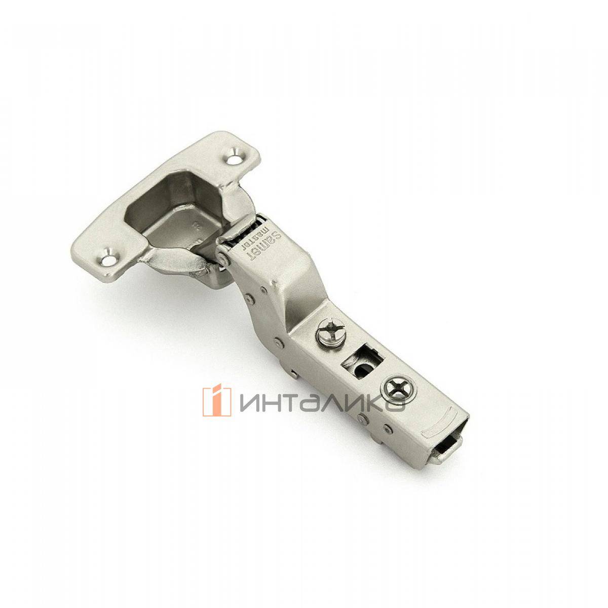 Петля SAMET Master 110° без пружины, для дверей 16-26, вкладная, Click-On, ТН48, под саморез, никель