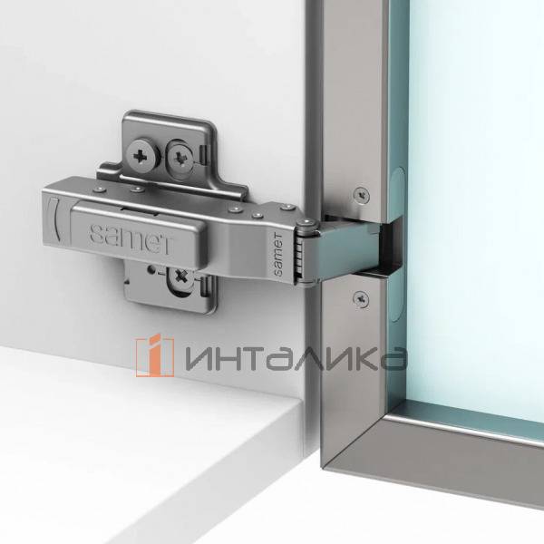 Петля SAMET Master 95° для узкого AL профиля, накладная, Click-On, никель + крепеж – 4