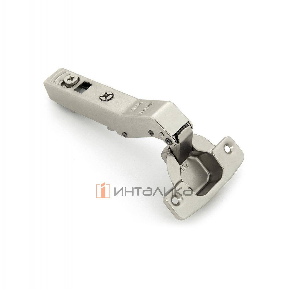 Петля SAMET StarTrack P2O 45°, без пружины, накладная, TH48 Ø35, под саморез, Click-On, никель