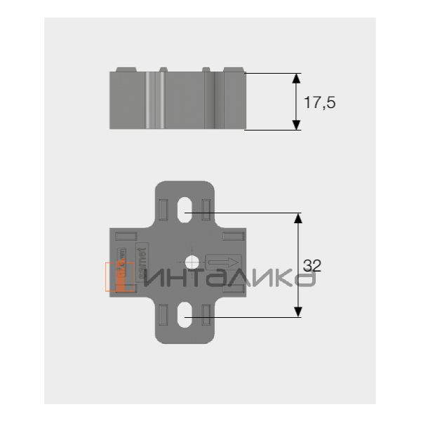 Подкладка под петли SAMET Star Track/ Star, 17.5, серый – 2