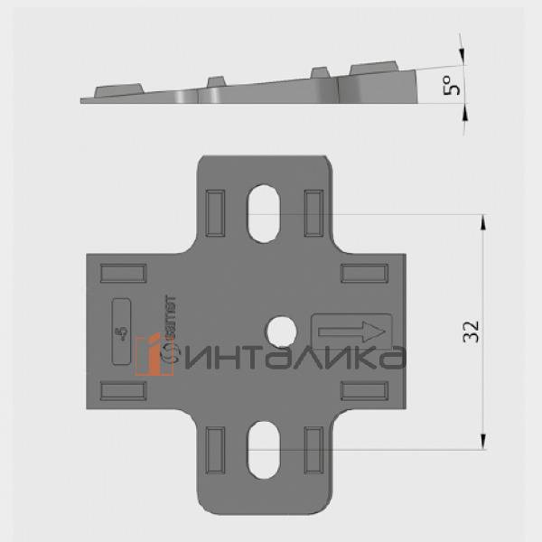 Угловая подкладка - 5° под петли SAMET Star Track / Star, серый – 2