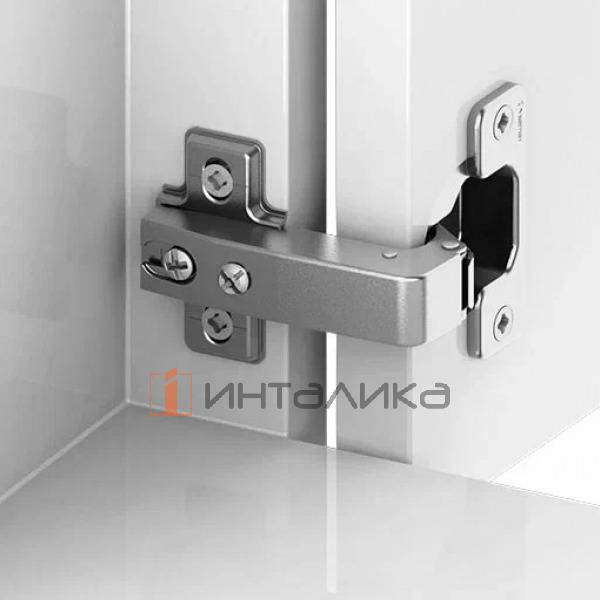 Петля SAMET Star 90° короткое плечо, под фальшпанель, вкладная, TH48 Ø35, под саморез, Slide-On, никель – 3