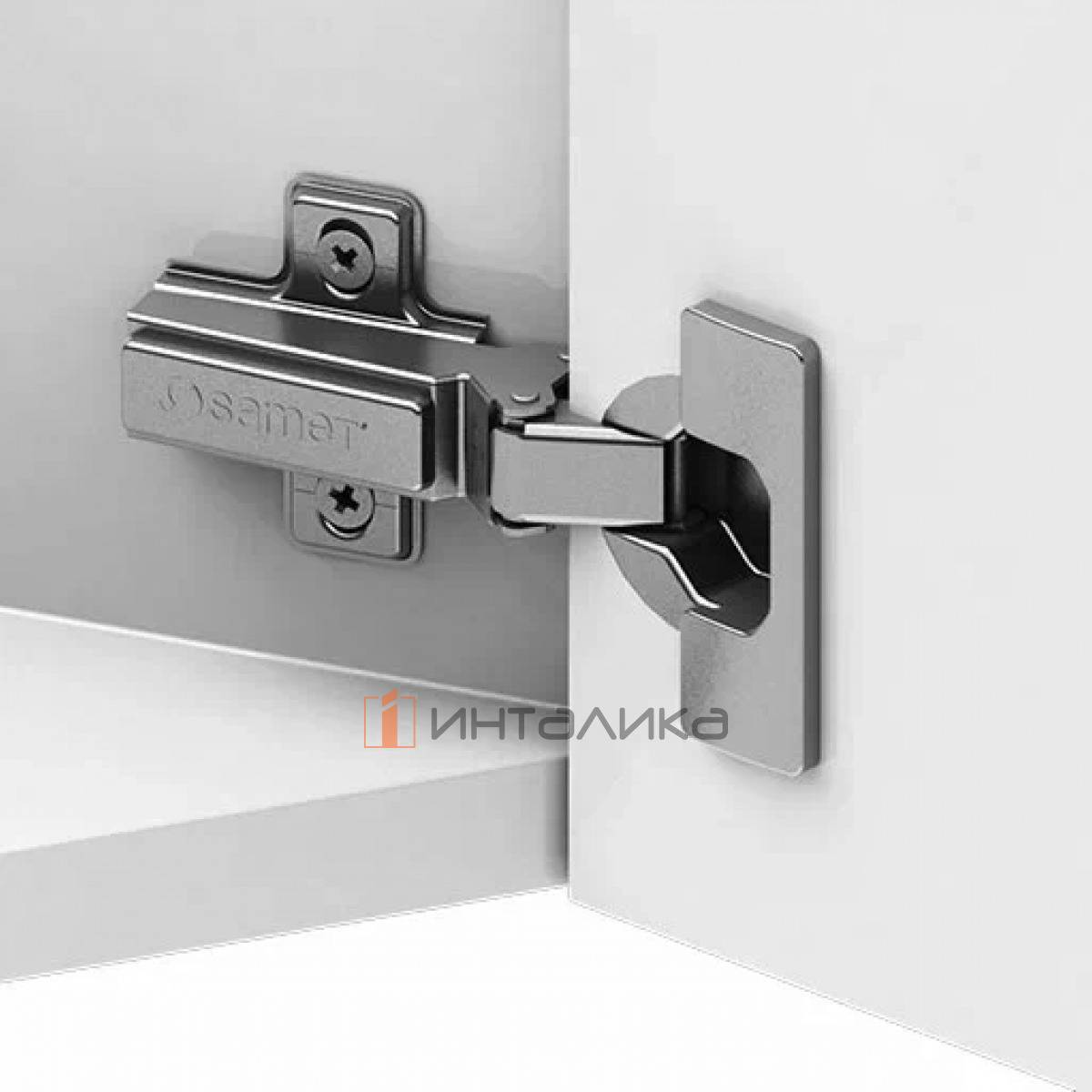 Петля SAMET Star -45°, для дверей 16-26, накладная, TH48 Ø35, под саморез, Slide-On, никель