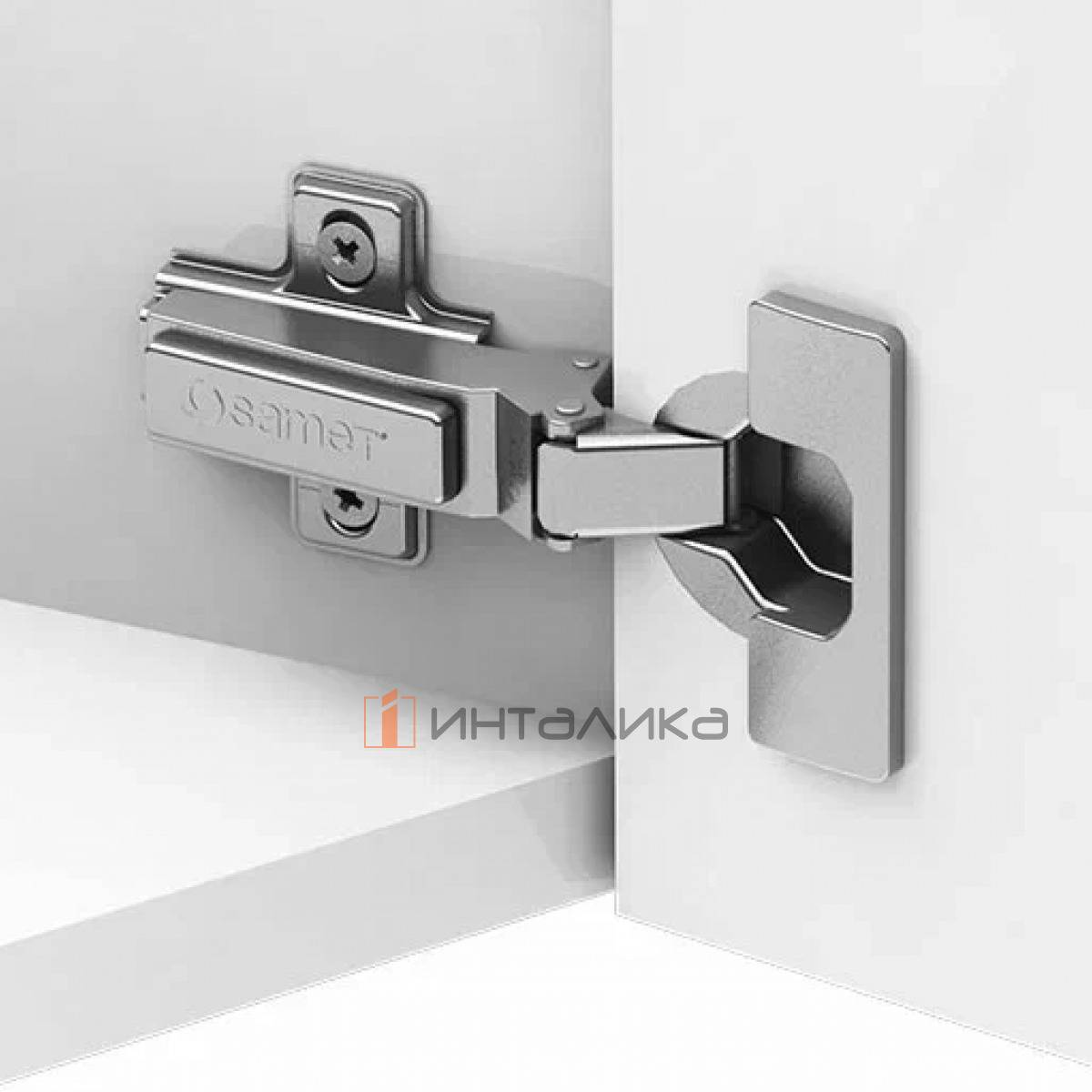 Петля SAMET Star -30°, для дверей 16-26, накладная, TH48 Ø35, под саморез, Slide-On, никель